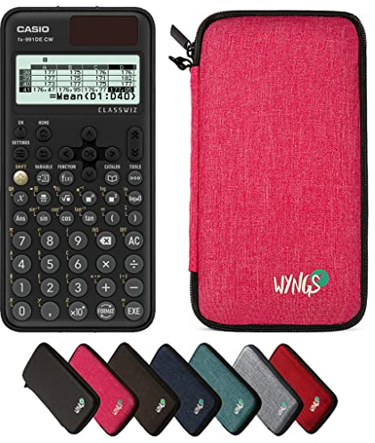 Casio fx-991DE CW including a WYNGS protective case in Pink - Basic Set (German)