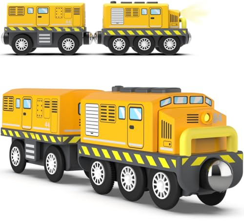 Zuoan Batteriebetriebener Lokomotivzug (magnetische Verbindung) - Leistungsstarke Lokomotive, motorisiertes Zugset, kompatibel mit Thomas, Brio, Chuggington - Zugspielzeug für Kleinkinder