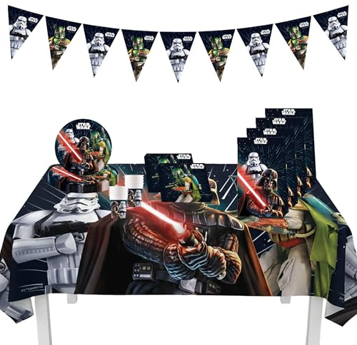 Procos - Star Wars Geburtstagsdeko, 46-Teilig, für Kindergeburtstag mit Einweg Partygeschirr und Party Deko