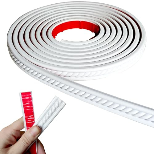 Peel and Stick Molding Trim Self Adhesive Flexible Wall Trim Crown Molding 3d Strip for Tile Wood Wall Panels Picture Mirror Frame Border Edge Corner Ceiling Wallpaper Moulding Decor Trim (120 inches)
