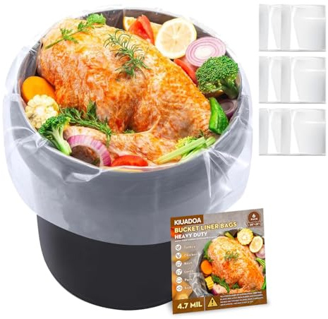 Brine Bags for Turkey, 6 Pack, 30×21, Extra Large Brining Bag with 50lb Wet Load, Thickened Turkey Brine Bag Food Grade for Marinating, Bucket Liner Brining Bags for Turkey, Chicken, Beef, Pork, Ham