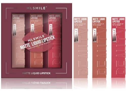 Kekmjudy 3 Stück Matt Flüssigkeit Lippenstift Lipgloss Kit Langlebig wasserdicht Lippenstift Kosmetika Matt Samtlippenglasur, Dauerhafte flüssige Lippenstift