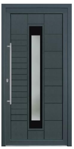 HORI Haustür Kunststoff, aluminium, Komplettset konfigurieren, Hauseingangstür Modern - Farbe: grau (innen weiß) - DIN links - Modell: Stripe - 210 x 100 cm