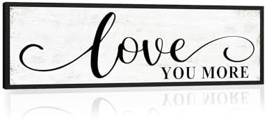 Love You More Sign Wall Decor: Bedroom Wall Art Decor Above Bed Modern Farmhouse Rustic Family Wall Signs Framed Hanging Wall Plaques Home Decor for Living Room Master Bedroom 12 x 40