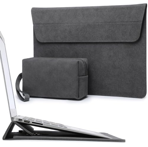 HYZUO 15 Inch Laptop Sleeve Case Bag with Adjustable Stand Feature for MacBook Air 15 M5 A3448 M4 A3241 M3 A3114 M2 A2941 2026-2023, MacBook Pro 15, 15 Surface Laptop 7/6/5/4, Space Grey