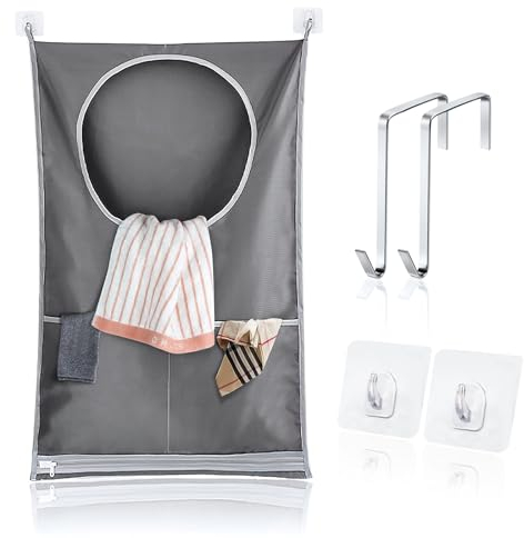 Flintronic Bolsa Ropa Sucia Colgar,(73 * 48cm) Bolsa Plegable de Tela Oxford para Ropa Sucia en Las Puertas+2 Ganchos de Puerta de Acero Inoxidable +2 Ganchos de Succión