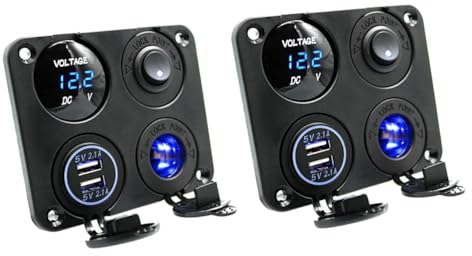 HOMSFOU 2 Stücke 4 1 4-in-1 Ladegerät Buchse Panel 2 1 Eine Dual USB 12-24v Voltmeter Für Auto Boot Marine Rv LKW Handys Ladegerät