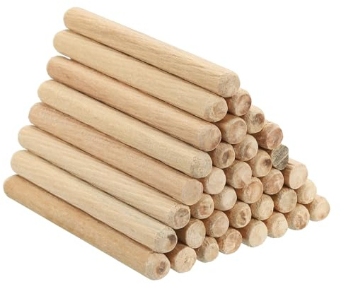 PATIKIL 90 Stück 8 x 80mm Holzdübel Set, Riffelholzdübel Holzstifte Dübel Set Gerillte Holzübelstifte Dübel Holz mit abgeschrägten Rillen für Zimmerei Möbel Tür Kunsthandwerk Projekte