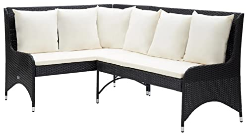 Tidyard 2 STK. Garten Ecksofa Gartensofa Sofa Lounge Gartenmöbel Sitzgruppe Garnitur Rattansofa Gartenset Sitzgarnitur Outdoor Sofa Poly Rattan Schwarz