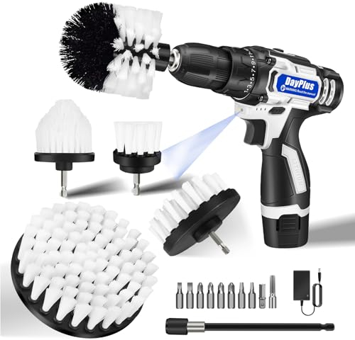 2 In 1 Bürstenaufsatz Bohrmaschine Set 16.8V Akkuschrauber, 45Nm Reinigungsbürste Elektrisch mit 6PCS Bürstenaufsatz, Reinigungsbürste Power Scrubber Reinigung Kit mit 1pcs 1500mAh Akku