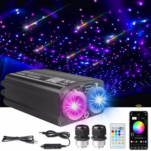 Lot de 1300 lumières étoilées en fibre de verre pour voiture, 32 W, RVB, couleur météore Bluetooth, application de contrôle du son, activée pour décoration de voiture