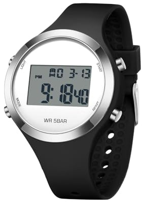 Montre Digitale Femme Ado Fille Sport Etanche Montre Waterproof Montre Bracelet Femme avec Chronomètre Compte à Rebours Alarme Format 12/24 Heures avec Affichage LED Grand