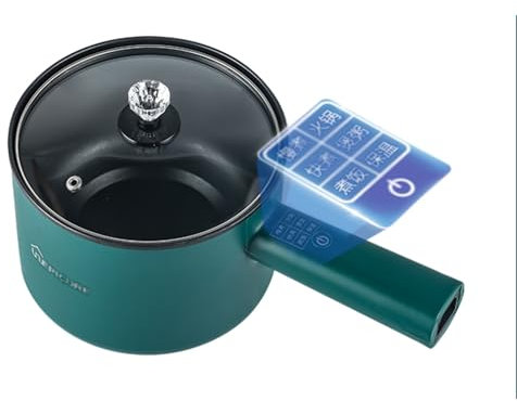 Piccola Pentola Per Riso, Padella Elettrica Da 2,5 L Con Vaporiera, Padella Antiaderente Portatile Multifunzione, Pentola Multifunzionale Per Friggere, Cuocere A Vapore E Bollire I Noodles(Green,Singl