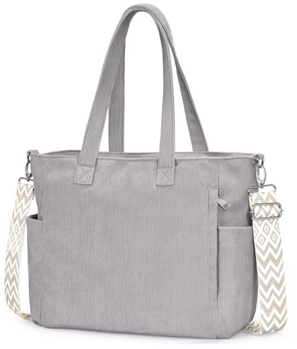 oscaurt Umhängetasche Damen Cord Tasche Shopper Tasche Damen Uni Tote Bag Handtasche Groß Schultertasche Einkaufstasche Beuteltasche Stofftasche für Pendeln Reisen