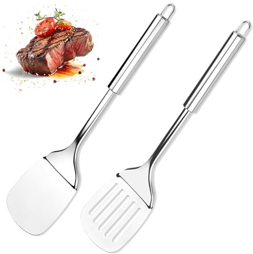 VMUTGA Juego de Espátulas de Acero Inoxidable, Espátula Sólida, Espátula de Cocina Robusta con Alta Resistencia Al Calor, Utensilios de Cocina Ideales para Pescado, Huevos