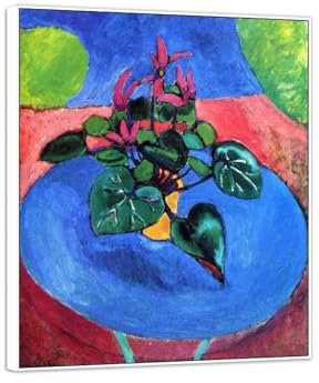 MUHJDYC Blumen Leinwandbilder-Berühmte Leinwanddrucke Gemälde Reproduktion-Weiß Rahmen Bild für Wohnzimmer Dekoration(lila Alpenveilchen) 50x60cm