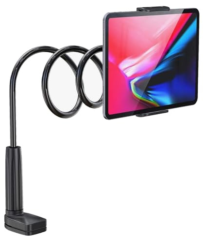 SHUXIA Gooseneck Tablet Holder Phone Stand,360 Adjustable Lazy Arm Holder | Clamp Mount Bracket Bed,Flexible Tablet Stand,Compatible with iPad Mini Pro Air,Samsung Galaxy Tabs or Other 4.7-10.1Devices
