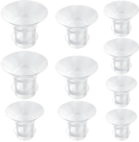 10 Stück Flanscheinsätze 13/15/17/19/21mm für 24mm Flansch/Schild der meisten Pumpen, Stillen Zubehör für milchpumpe elektrisch, BPA-frei, kompatibel mit Momcozy/Jheppbay/KISSBOBO/Nuliie
