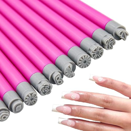 OHREN 10 Stk NailArt Stempelstift Set Tragbare DIY Nail Arts Stempel Stift Schnell Trocknendes Nagel Graffiti Dotting Werkzeug Mit Feiner Spitze Stempeln Sie Nail Arts Zubehör