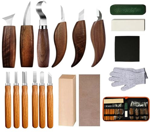 Holz Schnitzwerkzeug Set, 19PCS Holz Schnitzmesser, Professional Holzschnitzerei Messer Werkzeuge Schnitzmesser Holz Schnitzen Set Schnitzmesser Kinder, Schnitzwerkzeug Für Anfänger Und Profis