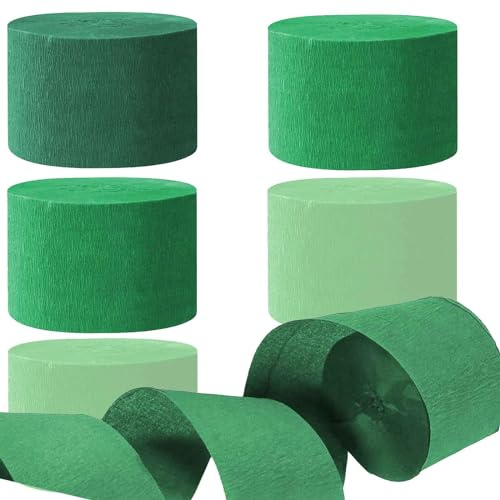 Kreppbänder Grün 4.5 cm x 25 m 6 Rollen Krepppapier Party Crepe Streamer Luftschlangen Dekorationen St. patrick's day Deko