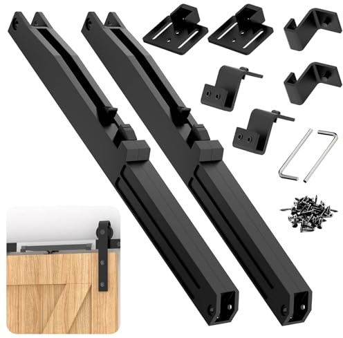 Barn Door Soft Close Kit 2Pcs, No-Drill Sliding Door Hardware with Adjustable Stopper for 88-132 lbs,Universal Fit for Flat Track in Bedroom Bathroom