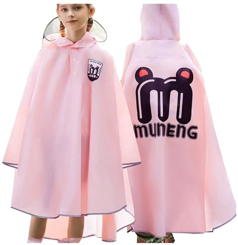 Poncho Pluie Imperméable Enfant, Imperméable enfant pour filles avec design amusant adapté aux activités poncho de pluie léger et portable optimale contre les intempéries pour un usage quotidien