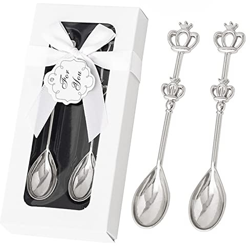 Tmboryuu 2x Small Tea-Spoons Coffee Spoons Creative-Crown Shape Handle Spoons Fancy-Dessert Stirring Restaurant Kitchen Long Handle Tea-spoon
