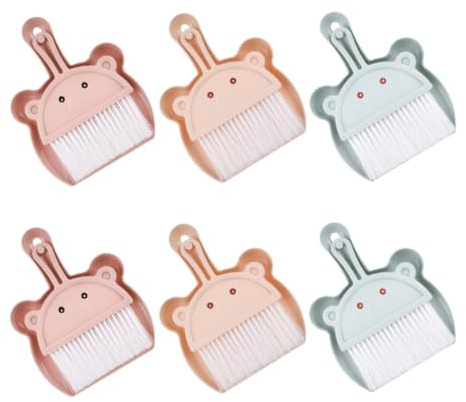 CALLARON 6ensembles Mini-pelle Et Balayette Petite Brosse à Main Et Pelle à Poussière Balai à Fouet Ours Pour Nettoyage Du Bureau Bibliothèque