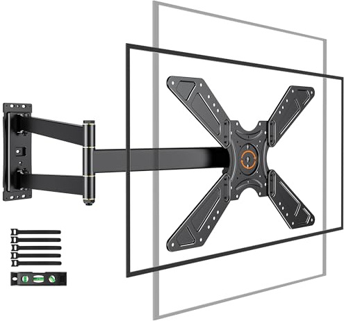 WHYFONE TV Wandhalterung Schwenkbar für 32-75 Zoll Fernseher bis zu 50kg | 180° Drehung Querformat zu Hochformat Ecke TV Halter mit 850mm Langem Arm, Fernseher Halterung für die Wand VESA 600x400mm
