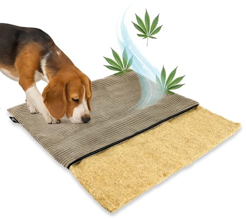 mümmi Hundematte HANF, allergikerfreundlich (Taupe, Gr. 2 (große Hunde)) | Geruchsbindend, Allergikerfreundlich, Waschbar bei 60°, Eckig rutschfest, Hundematratze