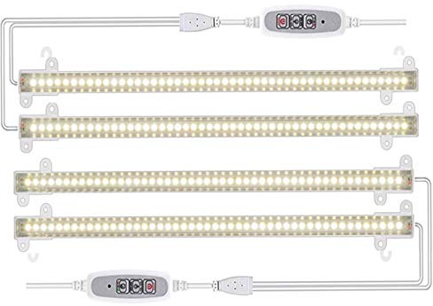Bandes lumineuses LED d'intérieur 40 W pour plantes, 4 barres, spectre complet, minuterie, lampe phyto hydroponique à intensité variable