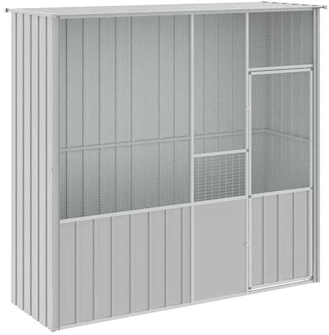 Voliere aus verzinktem Stahl 215x78x200 cm - Großer Vogelkäfig für Außenbereich - Langlebig & Wetterfest - Ideal für Papageien, Sittiche und andere Vögel