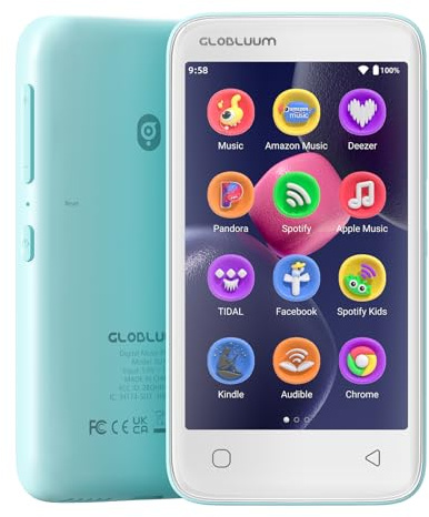 MP4 Android à écran Tactile 4 Pouces avec Son HiFi, Radio FM (Noir Brillant) Lecteur MP3 96 Go avec Bluetooth 5.0 et WiFi,