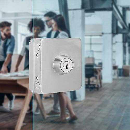 Hamwesh Serrure de Porte en Verre sans Cadre, Serrure de sécurité en Fer Inoxydable, Installation sans Perçage, 4 Types de Protection, Mécanisme de Verrouillage Durable, Convient aux Portes en Verre
