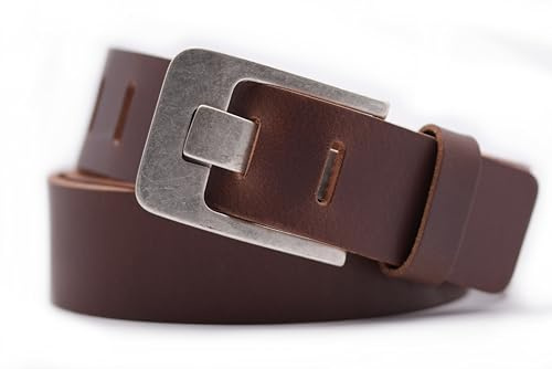 FRIEDRICH HOFFMANN Ledergürtel Damen schwarz - Gürtel Damen schwarz & braun - 100% echtes Leder - Damengürtel 4 cm breit - Made in Germany - einkürzbar (Braun, 95 cm Bundweite = 110 cm Gesamtlänge)