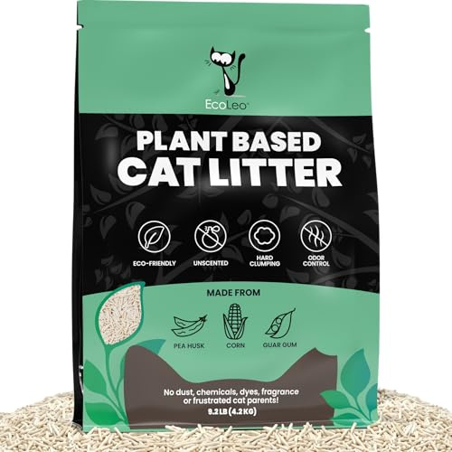 EcoLeo Plant-Based Cat Litter – Biodegradable, Dust-Free, Flushable, Clumping, Unscented, Odor Control, Low Tracking Micro Pellets, Natural Litter for Multi-Cat Homes
