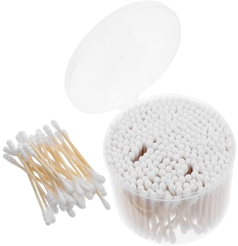 PAMINGONO 500 Stück Doppelköpfige Wattestäbchen mit Holzstäbchen Weiche Baumwollspitzen Ohrreinigung Make up entfernung und Kosmetik Sanfte Reinigungstupfer für Schönheit und Hygiene