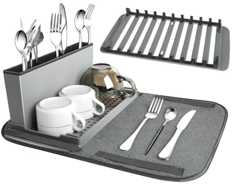 Tapete de secado: antideslizante con soporte para utensilios, tapetes de secado de platos para encimera de cocina, para encimera, vajilla, ollas, sartenes, hogar, apartamento, restaurante, casa de