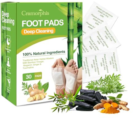 30 Pack Foot Pads Deep Cleansing, Bamboo Vinegar & Ginger Natural Foot Care, Feet Health Patches for Sleep, Stress & Fatigue Relief, Good Night Foot Patches