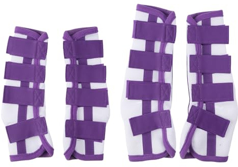 Lot de 4 guêtres anti-mouches pour cheval en maille respirante | Maille respirante, protège contre les mouches et les freins, fermeture réglable pour les jambes avant et arrière