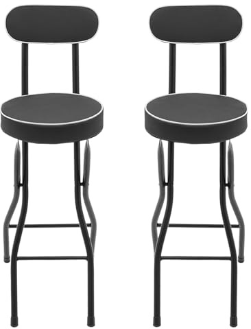 AUXSL Pall, hopfällbar barstol, set om 2, ståpall barnstol, spall med ryggstöd, barnstolar, köksstol 65 cm sitthöjd 125 kg lastkapacitet för barer kaféer vardagsrum