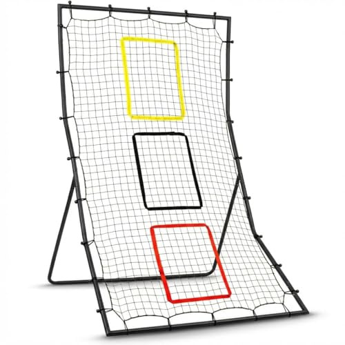 GarveeHome Baseball & Softball Rebounder Netz 180x120cm– 3 Zielzonen Für Pitchen & Fielding, Ohne Fänger, Integrierte Strike Zone, Für Solo-Training Im Garten