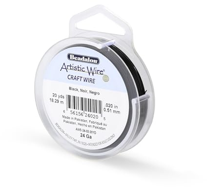 Artistic Wire, 24 Gauge Tarnish Resistant Colored Copper Craft Wire, Black, 20 yd