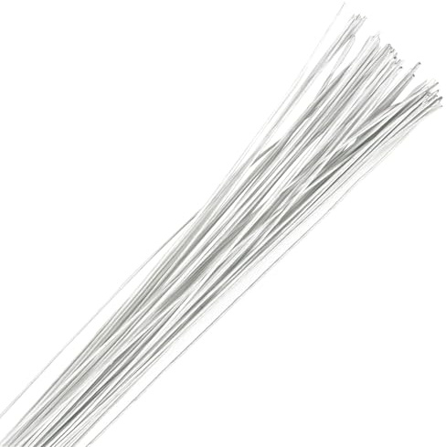 Culpitt 22 Gauge White Florist Wires, Paper Covered Wire For Cake Decorating, Sugar Flowers, Sprays - 36 cm x 20 Pack