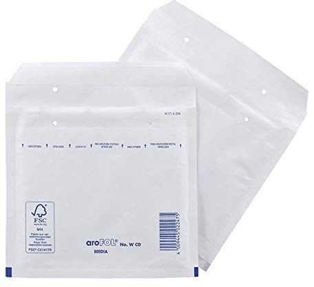100 Stück aroFOL CLASSIC Luftpolstertaschen für CD's / CD / 18,0 x 16,5 cm / weiß