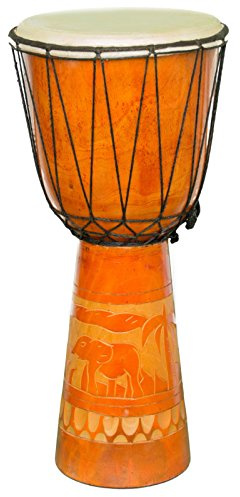 Kascha - 50cm Djembe Trommel Bongo Drum Buschtrommel Afrika-Style handgeschnitzt aus Mahagoni Holz Elefant 2