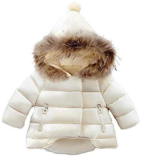 Odziezet Manteau Blouson à Capuche Enfant Fille Trench-Coat Blazer Veste Manche Longue ,Blanc,2-3 ans