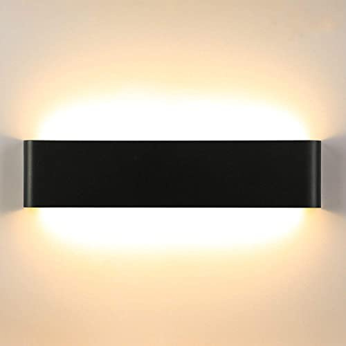 Lightess 18W Wandleuchte Innen Schwarz Wandlampe 40CM Treppenhaus Beleuchtung LED Modern Flurlampe Wandlichter mit Up Down Licht IP44 aus reinem Aluminium für Wohnzimmer Schlafzimmer Flur, Warmweiss | Modern Flurlampe Treppenhaus Beleuchtung, 3000K Warmweiß 1800LM, Alu für Wohnzimmer Schlafzimmer Flur