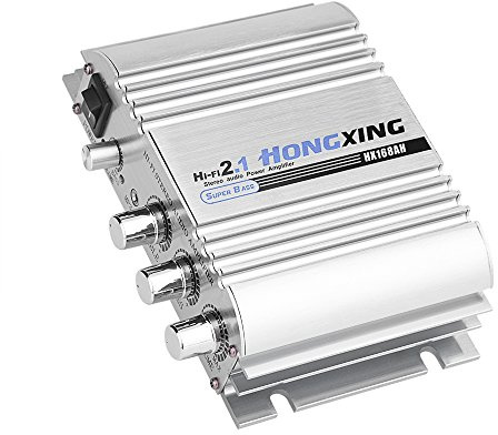 Tihebeyan Amplificatore per automobile, Mini, 12 V, 2.0, bassi potenti, Hi-Fi a 2.1 canali, amplificatore stereo con uscita per i bassi, per altoparlanti audio per la casa